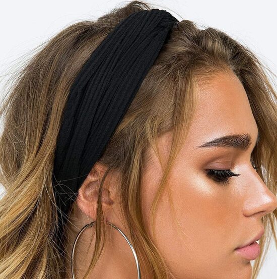 Черная хлопковая эластичная повязка для волос, повязка от пота